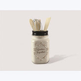 Young's Inc. Ceramic Jar with Kitchen Utensils - 4'' L X 4'' W X 11'' H - Rustic Decor - Kitchen Accessories for Countertop