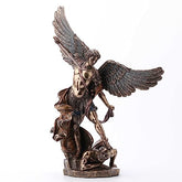 Veronese Design 14 1/8 Inch Archangel Saint Michael Tramples Demon Religious Sculpture Defeating Lucifer Resin Statue Bronze Finish