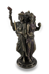 Veronese Designs 8 1/4" Tall Hecate Greek Triple Goddess of Magic Statue Cold Cast Resin Antique Bronze Finish Moon Goddess Sculpture