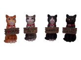 Set of 4 Feisty Felines Kittens Holding Plaques Decorative Figurines, 4 Inch