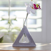 Frank Lloyd Wright Design Inspired Polished Concrete Organic Element Basic Shape Glass Vase Tube Flower Bud Vase Home Decorative Accent Wedding Centerpiece Hotel Office Home Decor (Large Square)