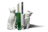 Danya B. Decorative Cat Bookend Set for Cat Lovers in White, Great Gift for The Feline Fan for Home or Office Bookcases, Display Shelves or for Pet Store Owner or Groomer