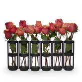 Danya B. QB280 Table Centerpiece - Large Metal and Glass Six-Tube Bud/Flower Vase Set - Hinged for Variable Arrangement