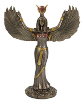 Ebros Gift Egyptian Goddess Isis Ra with Open Wings Statue 12" Tall Deity of Motherhood Magic Wisdom and Nature Home Decorative Sculpture Gods of Egypt Accent (Bronze Patina)