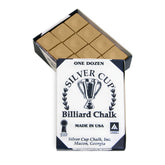 SILVER CUP Billiard CHALK - ONE DOZEN (Brown)