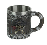 Things2Die4 Wood Look Pirate Skull Drinking Tankard Gothic Coffee Cup Mug