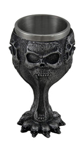 Silent Screaming Skull Face Metallic Black Drinking Goblet