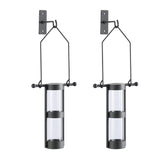 Danya B. QB102-2 Modern Home Décor - Wall Mount Hanging Glass Cylinder Vase Set with Metal Cradle and Hook