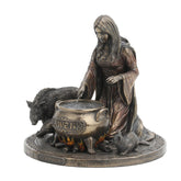 Veronese Design 6.25" Tall Ceridwen and The Cauldron Celtic Goddess of Knowledge Cold Cast Resin Antique Bronze Finish Statue Altar Decor Figurine