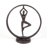 Danya B. Yoga Tree Circle Cast Iron Sculpture Modern Art Shelf Décor and Gift for Yoga and Meditation Lovers for Home Office, Yoga Studio or Home Decoration Statement Piece