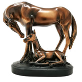 Treasure of Nature Bronze Mom & Baby Horse Sculpture Statue, 8 x 4.5 x 7 inch