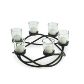 Danya B. Decorative Indoor/Outdoor Round Waves Metal Wrought Iron Candleholder & Centerpiece, Home Decor for Dining Table, End Table, Patio Gift for Housewarming, Wedding and Birthday