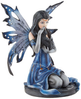 PTC 8.5 Inch Blue Winged Mystical Fairy Cradling Cat Statue Figurine