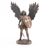 Veronese Design 11 Inch Saint Michael Archangel with Battle Shield and Sword Cold Cast Resin Material Antique Bronze Finish Angel Statue