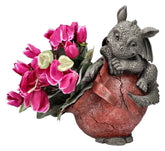 Pacific Giftware Playful Garden Dragon Planter Garden Display Decorative Accent Sculpture Stone Finish 10 Inch Tall