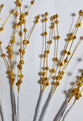 Gold Bead, 3mm. Spray, 3" of beads on a 5" wire. Pack of 144 stems.