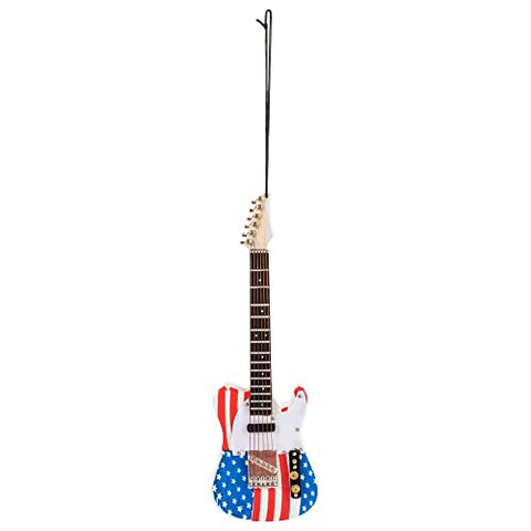 Broadway Gifts 5.5" US Flag Wood Electric Guitar Ornament Decoration