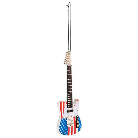 Broadway Gifts 5.5" US Flag Wood Electric Guitar Ornament Decoration