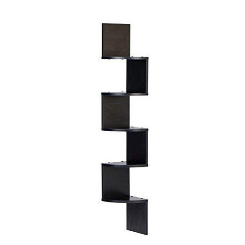 Danya B XF11035BH Large Decorative 5-Tier Corner Floating Wall Mount Display Shelving Unit - Beech Veneer