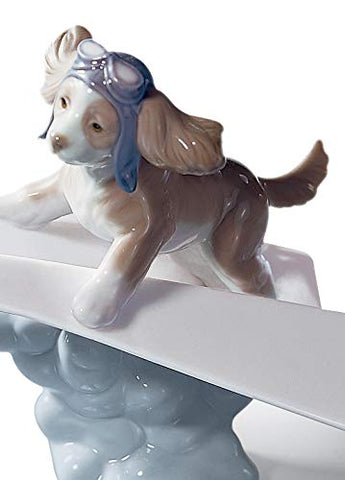 LLADRÓ Let's Fly Away Dog Figurine. Porcelain Dog Figure.