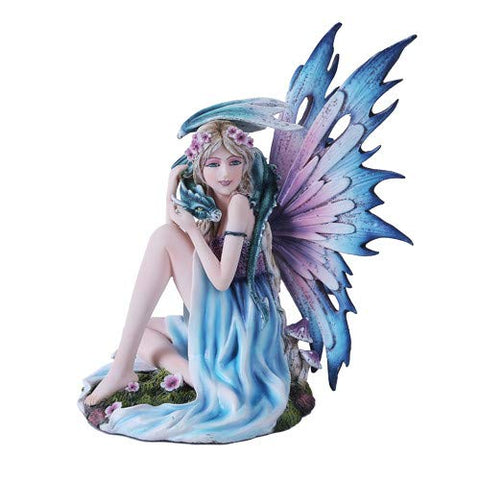 Pacific Giftware Spring Flower Fairy Princess with Mystical Baby Dragon Statue Figurine