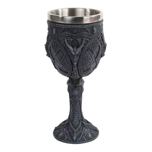 Pacific Giftware Guardian Dragon Wine Goblet Chalice Resin Body Stainless Steel Faux Stone