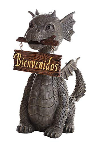 Pacific Giftware Garden Dragon Welcome Dragon Garden Display Decorative Accent Sculpture Stone Finish 10 Inch Tall