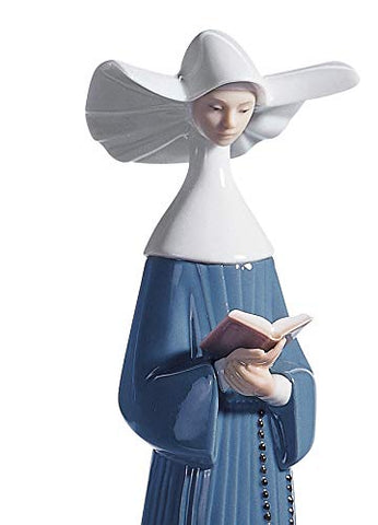 LLADRÓ Prayerful Moment Nun Figurine. Porcelain Nun Figure.