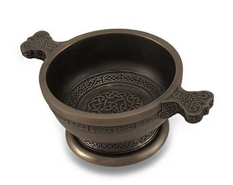 Veronese Design Celtic Knot Pattern Quaich Cold Cast Resin Antique Bronze Finish Two Handed Altar Decoration Statue Gift