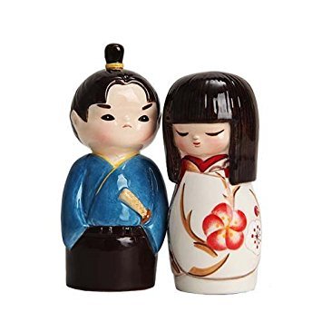 Kokeshi Doll Ceramic Salt and Pepper Shaker Set