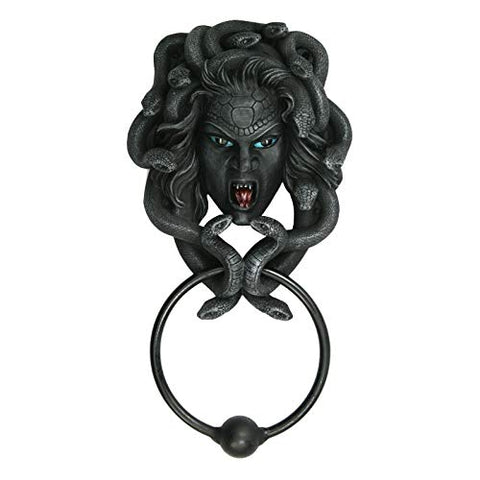 Pacific Giftware The Head of Medusa Door Knocker with Iron Knocker Collectible Figurine in Stone Finish 9 Inch Tall