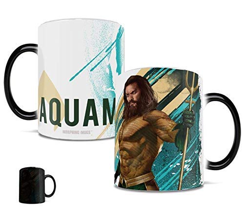 Morphing Mugs DC Comics - Aquaman - Arthur Curry and Trident - One 11 oz Color Changing Heat Sensitive Ceramic Mug – Image Revealed When HOT Liquid Is Added!