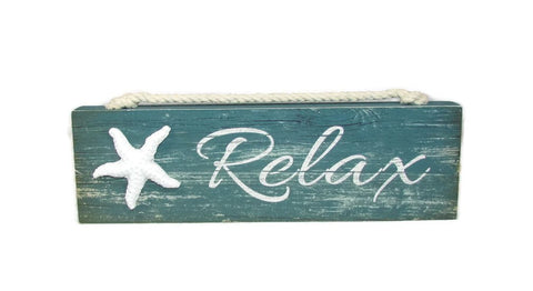 Relax By the Beach Welcome Life is Better Painted Wood Block Signs Set of 4