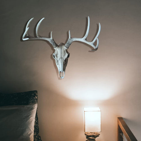 DWK "Weathered Glory" Faux Taxidermy Hanging Wall Mounted Deer Head Skull | Rustic Farmhouse Decor | Mancave Wall Decor | Gifts for Hunters | Wall Hanging Decorations - 18L"