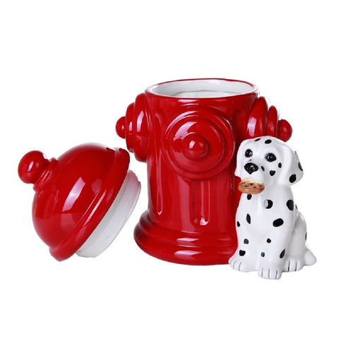 Pacific Giftware Firehouse Dalmatians and Fire Hydrant Ceramic Cookie Jar Kitchen Counter Decor 8.5 Inch Tall