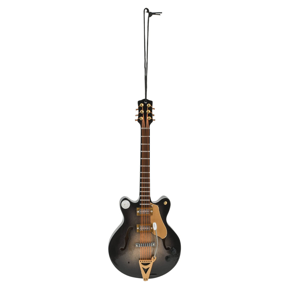 Broadway Gifts 5.5" Black Wood Hollow Boby Electric Guitar Ornament Decoration