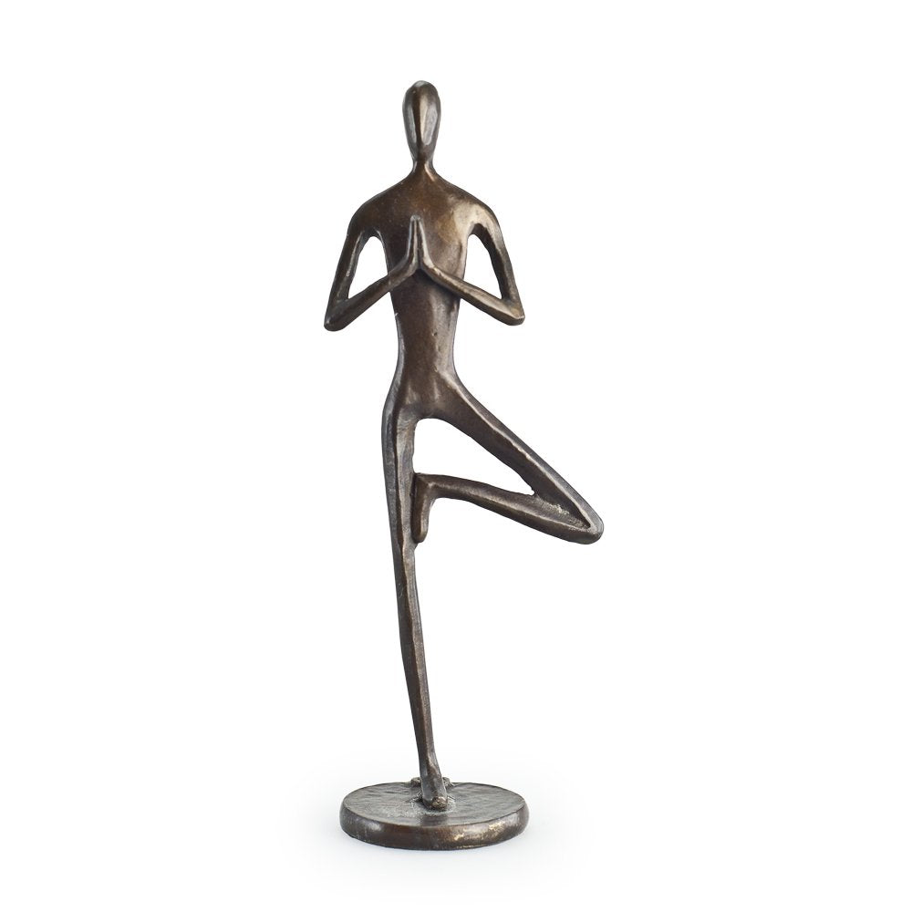 Danya B. ZD5792S Contemporary Metal Art Yoga Home Decor - Female in Yoga Tree Pose - Bronze Sculpture