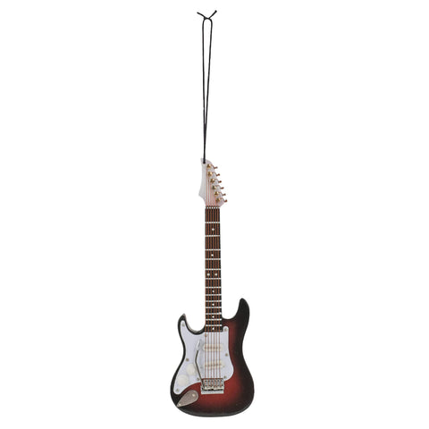 Broadway Gifts Co Brown Left Handed Electric Guitar 5 inch Wood Hanging Ornament