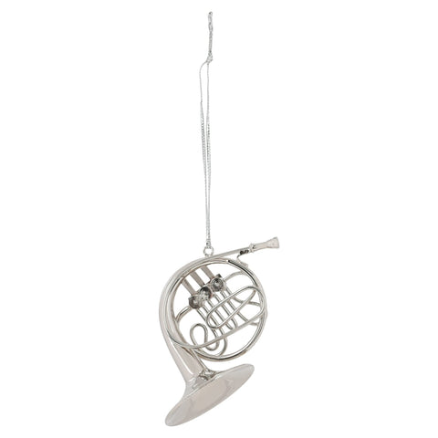 Broadway Gifts Co Silver Tone French Horn Instrument 4 inch Brass Hanging Ornament