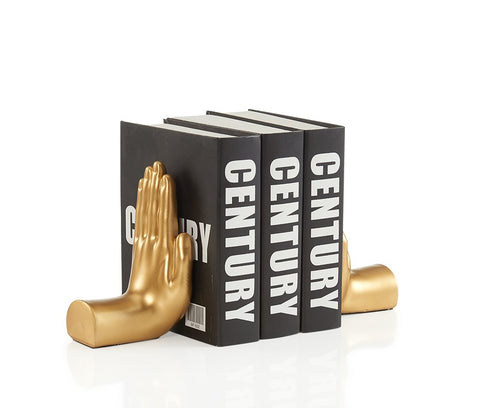 Danya B. Contemporary Accent Book Shelf Decor - Hands Sculpture Bookend Set of 2 (Gold)