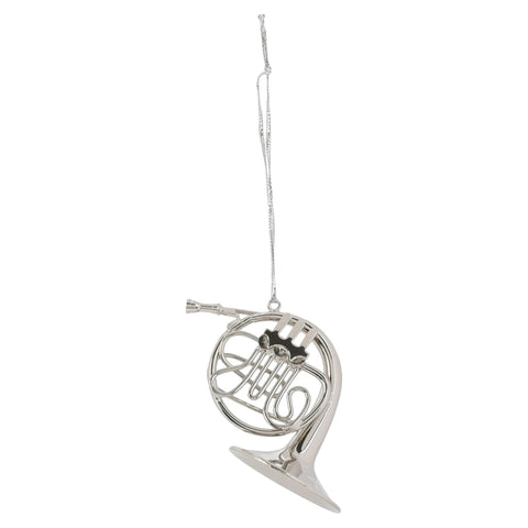 Broadway Gifts Co Silver Tone French Horn Instrument 4 inch Brass Hanging Ornament