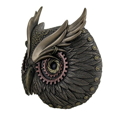 Metallic Bronze Steampunk Owl Head Wall Mask