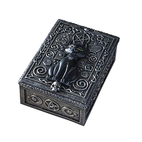 Pacific Giftware Fortune Telling Black Cat Reader Design Sculptural Tarot Box Jewelry Trinket Keepsake Fengshui Lucky Talisman Home Accent Decor 5.25" L