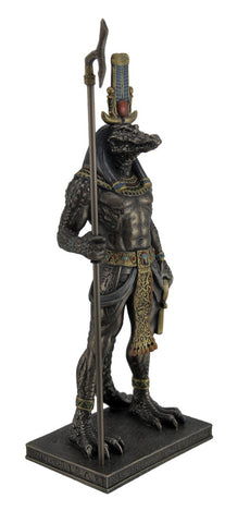 Veronese Design Sobek Ancient Egyptian Crocodile God of The Nile Bronzed Finish Statue