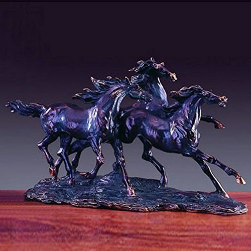 Bronze Finished Resin Sculpture Three Running Horses 18" W X 10" H