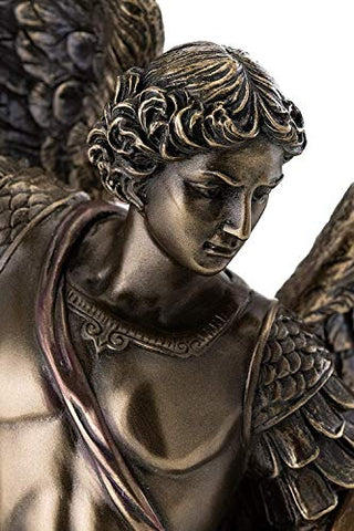 Veronese Design 14 1/8 Inch Archangel Saint Michael Tramples Demon Religious Sculpture Defeating Lucifer Resin Statue Bronze Finish
