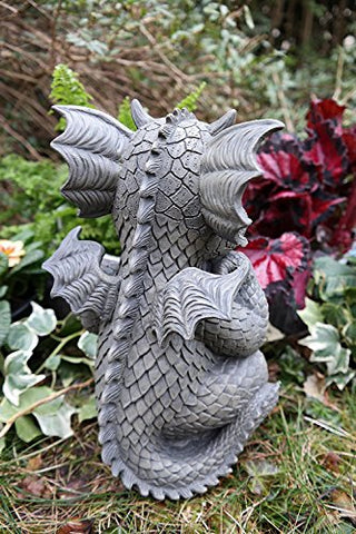 Pacific Giftware Garden Dragon Thinker Dragon Garden Display Decorative Accent Sculpture Stone Finish 10 Inch Tall