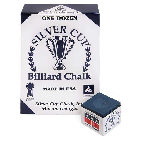 SILVER CUP Billiard CHALK - ONE DOZEN (Navy)