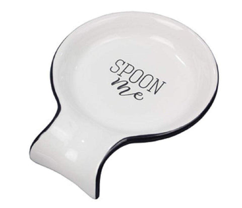 Young's Inc. Spoon Rest for Stove Top and Kitchen Counter - Ceramic Spoon Holder - Durable and Easy-to-Clean - Can Hold Ladles, Spatulas, Tea Bags, and More - Stylish Spoon Me Design - 5.5"x4.5"x1"