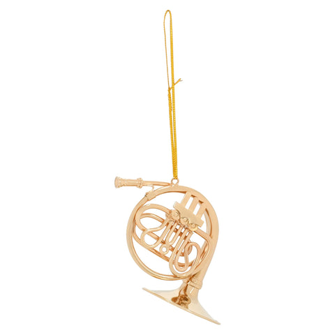 Broadway Gifts Co Polished Gold Tone French Horn Instrument 5 inch Brass Hanging Ornament